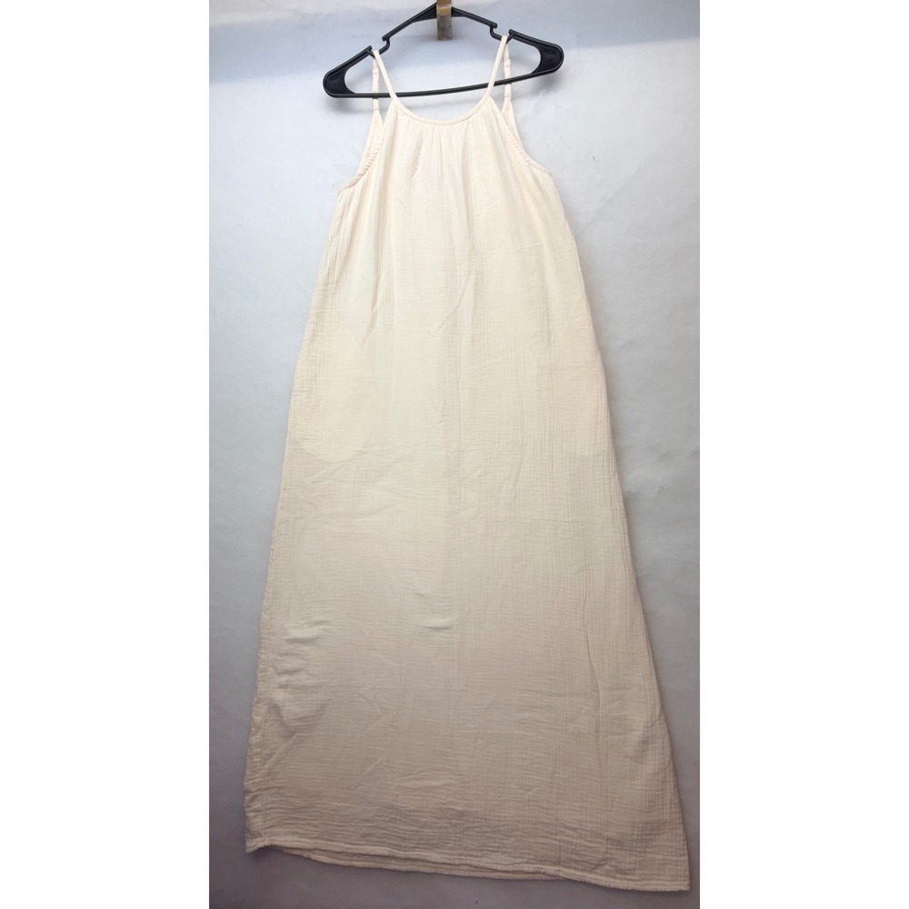 Quince Organic Cotton Gauze Sleeveless Maxi Dress Cream White Small - Picture 3 of 10